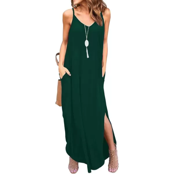 GRECERELLE Women's Summer Casual Loose Dress Beach Cover Up Long Cami Maxi Dresses with Pocket