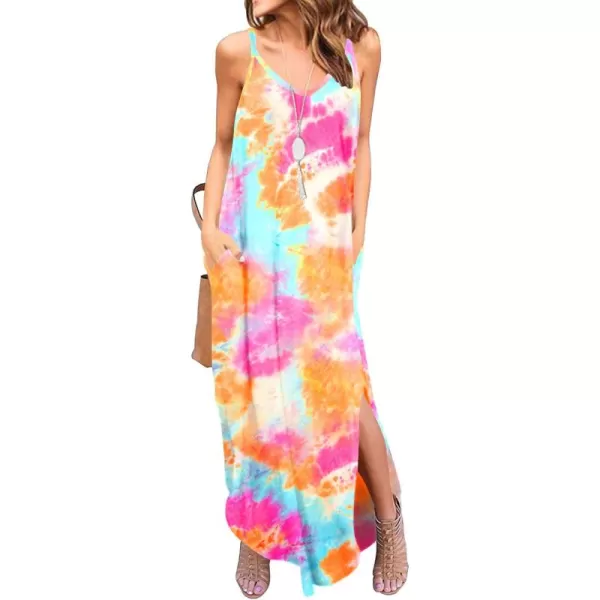 GRECERELLE Women's Summer Casual Loose Dress Beach Cover Up Long Cami Maxi Dresses with Pocket