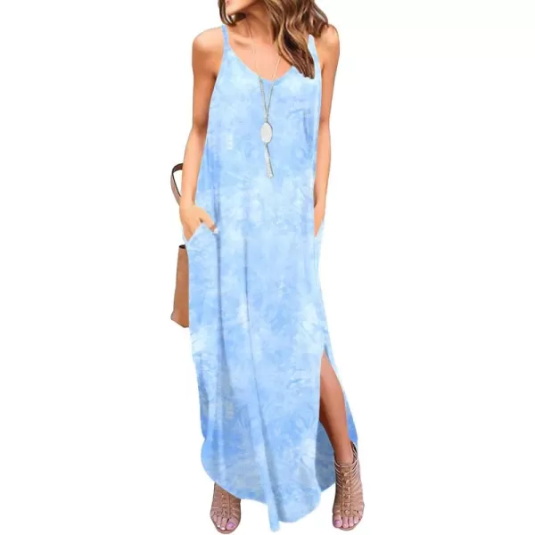 GRECERELLE Women's Summer Casual Loose Dress Beach Cover Up Long Cami Maxi Dresses with Pocket