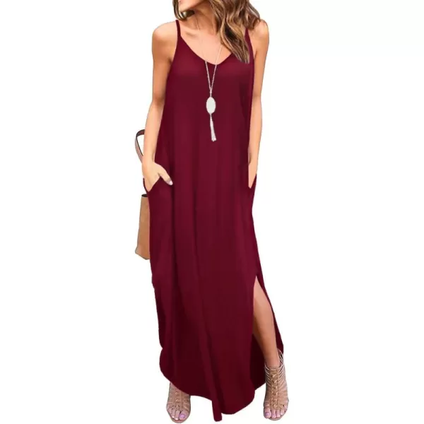 GRECERELLE Women's Summer Casual Loose Dress Beach Cover Up Long Cami Maxi Dresses with Pocket