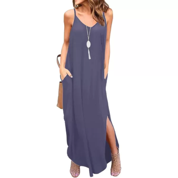 GRECERELLE Women's Summer Casual Loose Dress Beach Cover Up Long Cami Maxi Dresses with Pocket