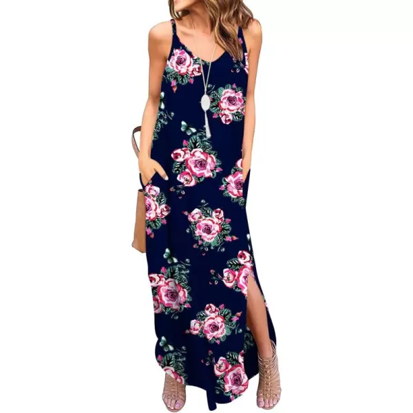 GRECERELLE Women's Summer Casual Loose Dress Beach Cover Up Long Cami Maxi Dresses with Pocket