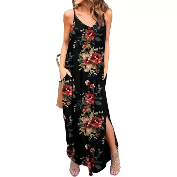 GRECERELLE Women's Summer Casual Loose Dress Beach Cover Up Long Cami Maxi Dresses with Pocket