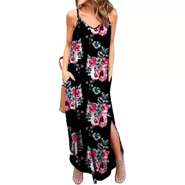 GRECERELLE Women's Summer Casual Loose Dress Beach Cover Up Long Cami Maxi Dresses with Pocket