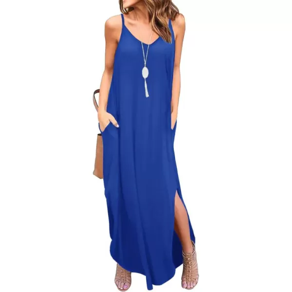 GRECERELLE Women's Summer Casual Loose Dress Beach Cover Up Long Cami Maxi Dresses with Pocket