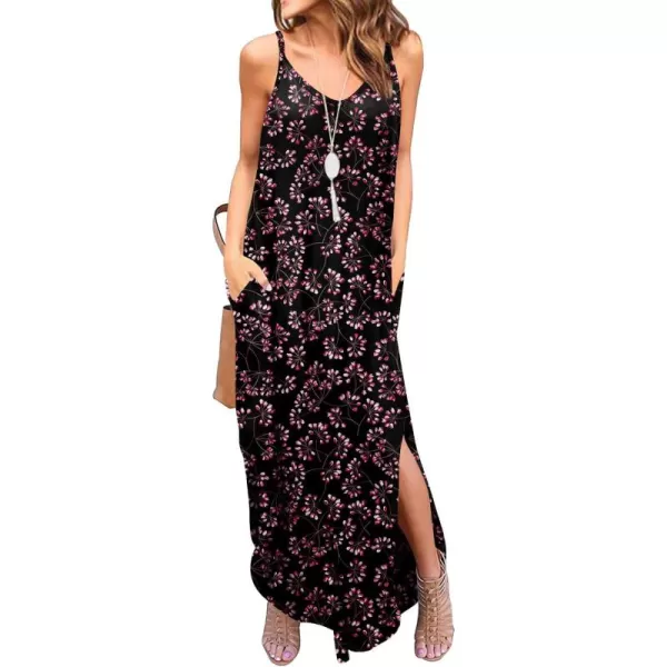 GRECERELLE Women's Summer Casual Loose Dress Beach Cover Up Long Cami Maxi Dresses with Pocket