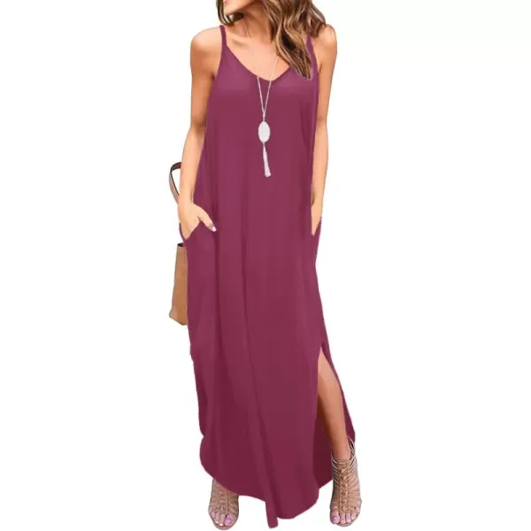 GRECERELLE Women's Summer Casual Loose Dress Beach Cover Up Long Cami Maxi Dresses with Pocket