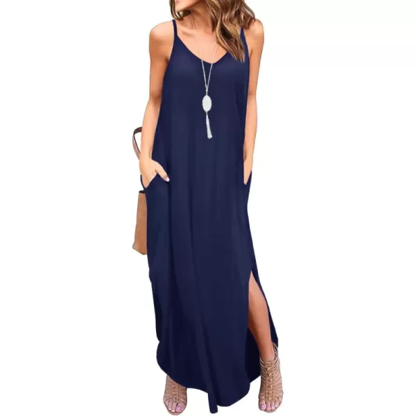 GRECERELLE Women's Summer Casual Loose Dress Beach Cover Up Long Cami Maxi Dresses with Pocket
