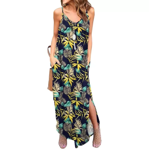 GRECERELLE Women's Summer Casual Loose Dress Beach Cover Up Long Cami Maxi Dresses with Pocket