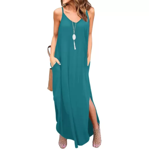 GRECERELLE Women's Summer Casual Loose Dress Beach Cover Up Long Cami Maxi Dresses with Pocket