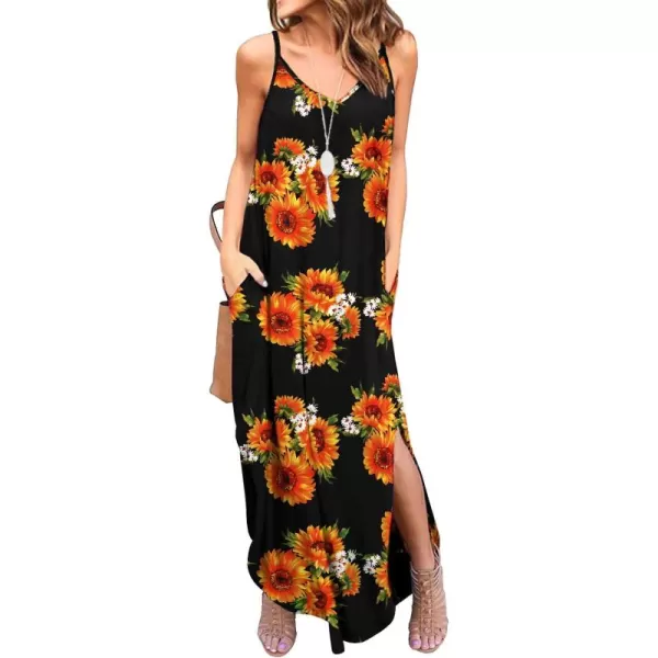 GRECERELLE Women's Summer Casual Loose Dress Beach Cover Up Long Cami Maxi Dresses with Pocket