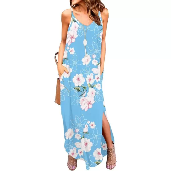 GRECERELLE Women's Summer Casual Loose Dress Beach Cover Up Long Cami Maxi Dresses with Pocket