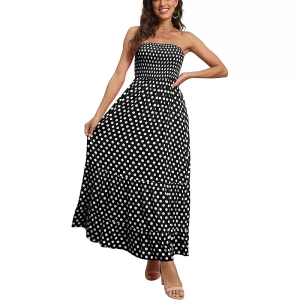 GRECERELLE Women's Summer Strapless Long Maxi Dress Casual Tube Dress Floral Beach Dress
