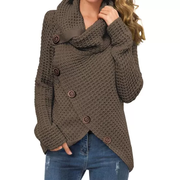 GRECERELLE Womens Turtleneck Sweaters 2024 Fall Chunky Long Sleeve Asymmetric Knit Pullover Sweaters