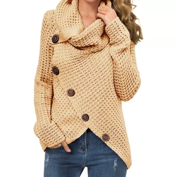 GRECERELLE Womens Turtleneck Sweaters 2024 Fall Chunky Long Sleeve Asymmetric Knit Pullover Sweaters