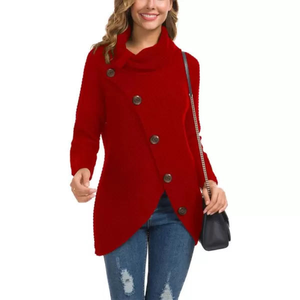 GRECERELLE Womens Turtleneck Sweaters 2024 Fall Chunky Long Sleeve Asymmetric Knit Pullover Sweaters
