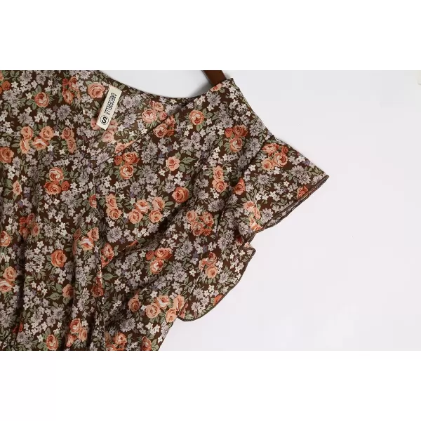 GRECERELLE 2024 Women's Spring Summer Boho Floral Print V-Neck Faux Wrap Maxi Dress for Wedding Guest, Graduation, Party