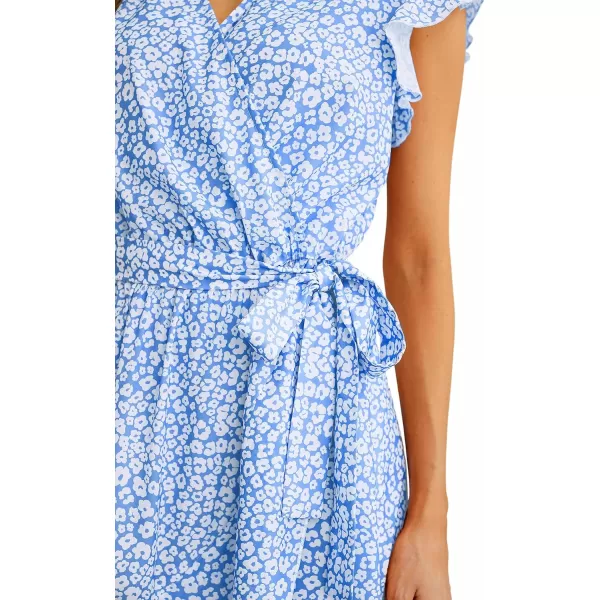 GRECERELLE 2024 Women's Spring Summer Boho Floral Print V-Neck Faux Wrap Maxi Dress for Wedding Guest, Graduation, Party