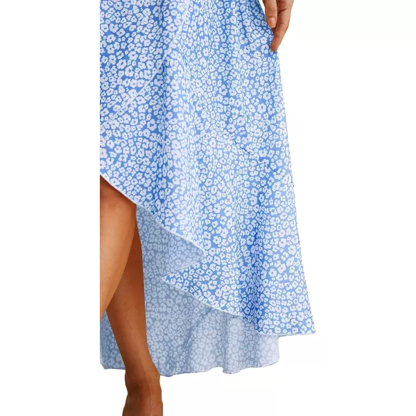 GRECERELLE 2024 Women's Spring Summer Boho Floral Print V-Neck Faux Wrap Maxi Dress for Wedding Guest, Graduation, Party