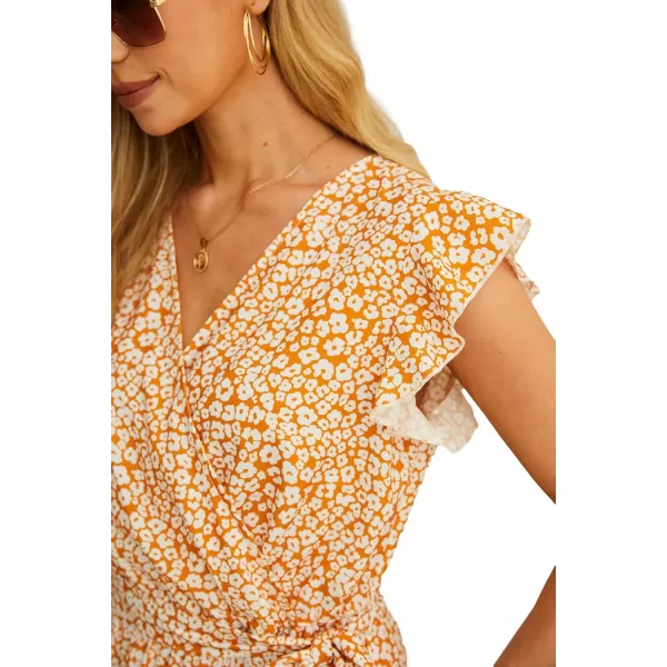 GRECERELLE 2024 Women's Spring Summer Boho Floral Print V-Neck Faux Wrap Maxi Dress for Wedding Guest, Graduation, Party