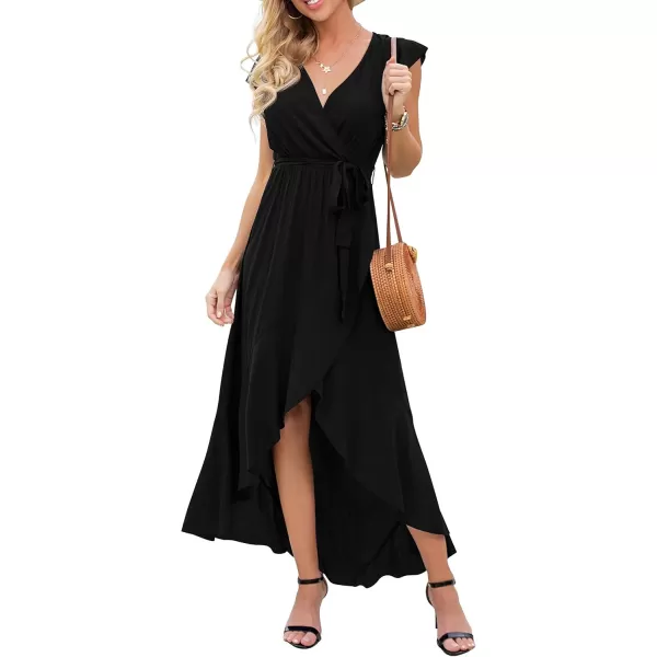 GRECERELLE 2024 Women's Spring Summer Boho Floral Print V-Neck Faux Wrap Maxi Dress for Wedding Guest, Graduation, Party