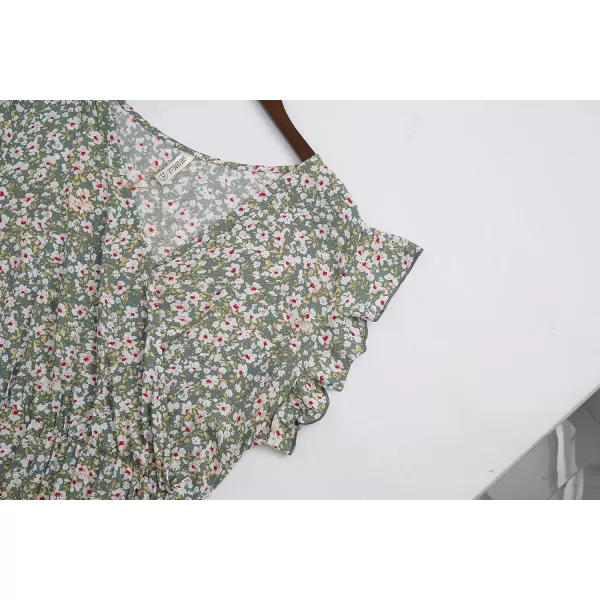 GRECERELLE 2024 Women's Spring Summer Boho Floral Print V-Neck Faux Wrap Maxi Dress for Wedding Guest, Graduation, Party