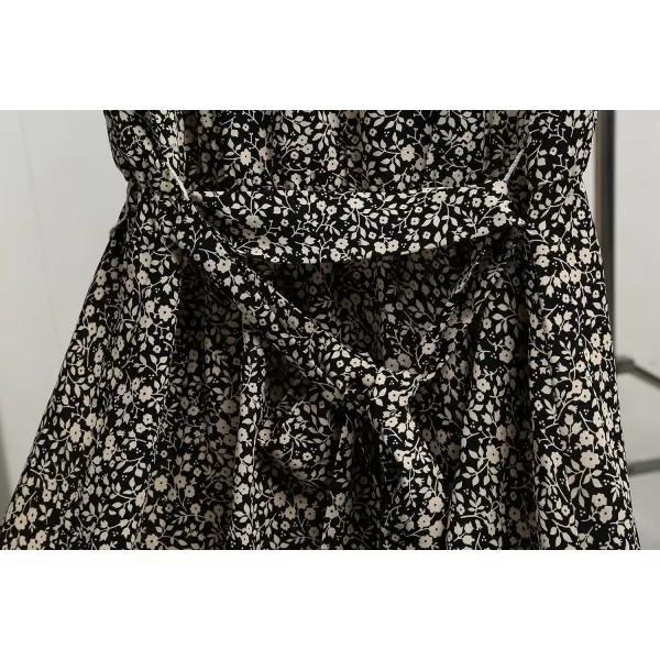 GRECERELLE 2024 Women's Spring Summer Boho Floral Print V-Neck Faux Wrap Maxi Dress for Wedding Guest, Graduation, Party