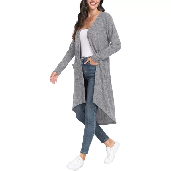 GRECERELLE Womens 2024 Long Sleeve Button Down Long Cardigans Casual Open Front Knit Sweaters Jackets Outerwear with Pockets