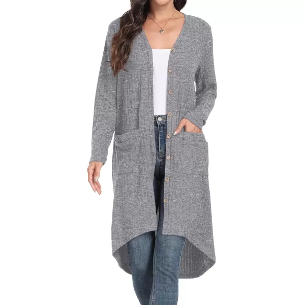 GRECERELLE Womens 2024 Long Sleeve Button Down Long Cardigans Casual Open Front Knit Sweaters Jackets Outerwear with Pockets
