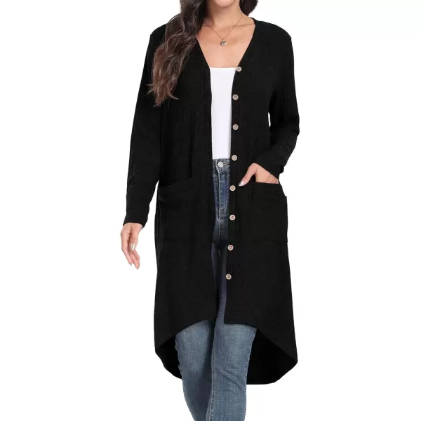 GRECERELLE Womens 2024 Long Sleeve Button Down Long Cardigans Casual Open Front Knit Sweaters Jackets Outerwear with Pockets