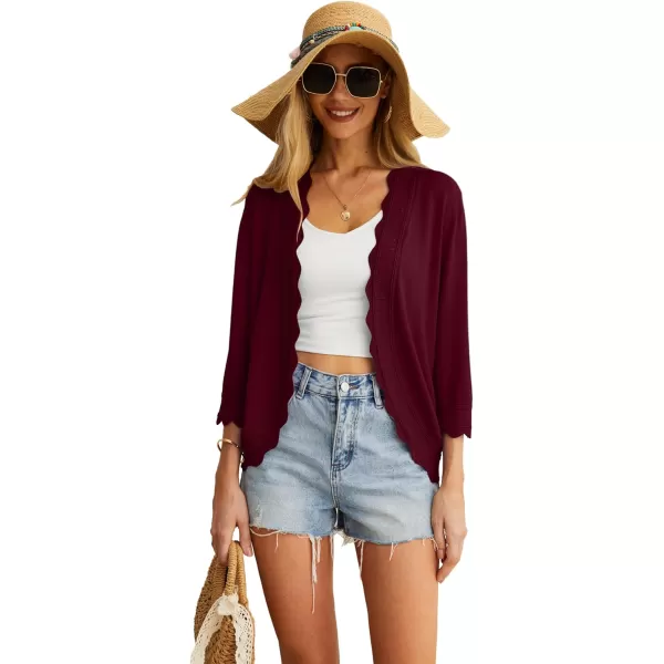GRECERELLE Women's 3/4 Sleeve Summer Cardigan Lightweight Casual Open-Front Cropped Shrug Sweaters for Women
