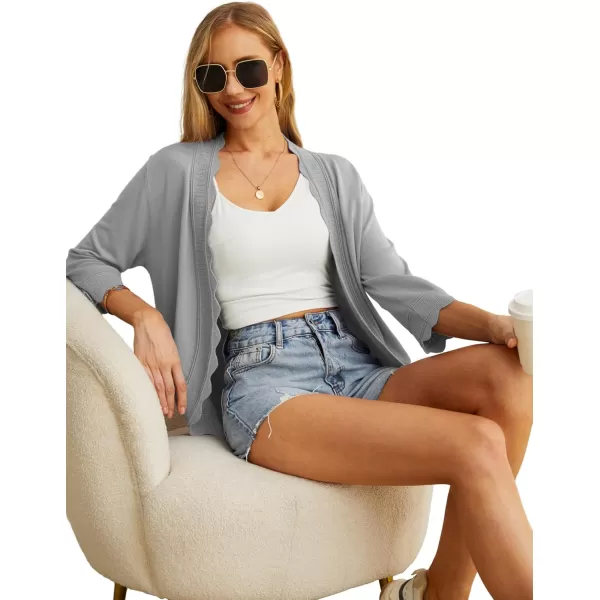 GRECERELLE Women's 3/4 Sleeve Summer Cardigan Lightweight Casual Open-Front Cropped Shrug Sweaters for Women