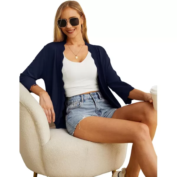 GRECERELLE Women's 3/4 Sleeve Summer Cardigan Lightweight Casual Open-Front Cropped Shrug Sweaters for Women
