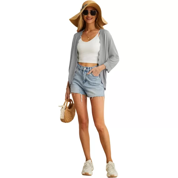 GRECERELLE Women's 3/4 Sleeve Summer Cardigan Lightweight Casual Open-Front Cropped Shrug Sweaters for Women