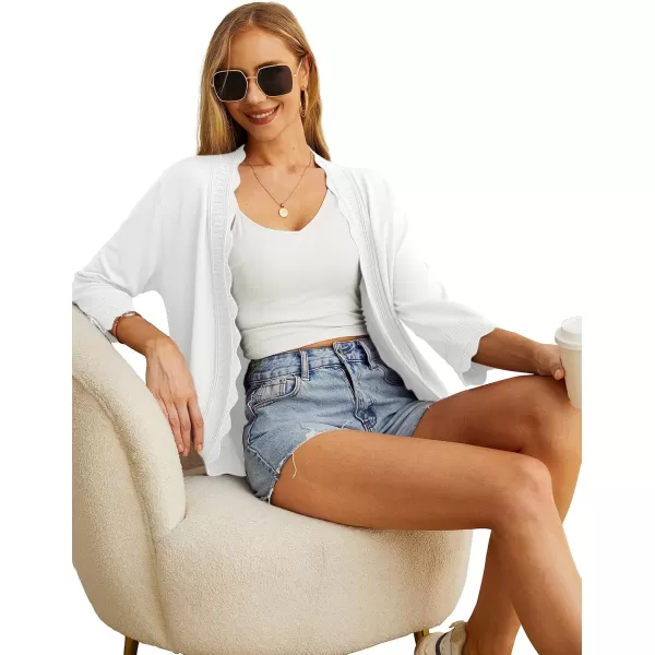 GRECERELLE Women's 3/4 Sleeve Summer Cardigan Lightweight Casual Open-Front Cropped Shrug Sweaters for Women