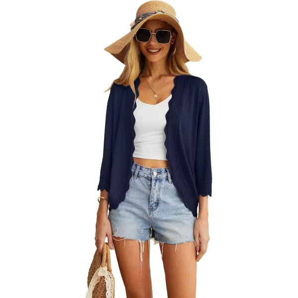 GRECERELLE Women's 3/4 Sleeve Summer Cardigan Lightweight Casual Open-Front Cropped Shrug Sweaters for Women