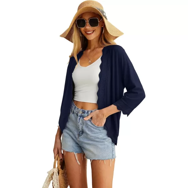GRECERELLE Women's 3/4 Sleeve Summer Cardigan Lightweight Casual Open-Front Cropped Shrug Sweaters for Women