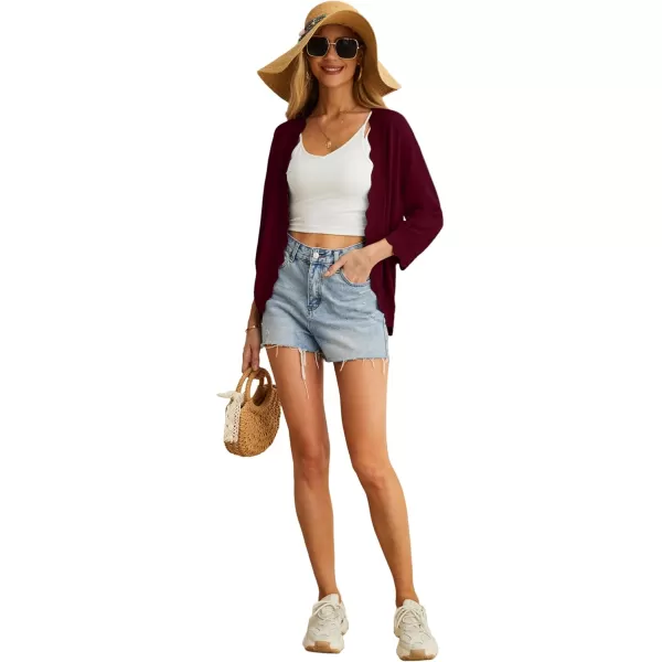 GRECERELLE Women's 3/4 Sleeve Summer Cardigan Lightweight Casual Open-Front Cropped Shrug Sweaters for Women