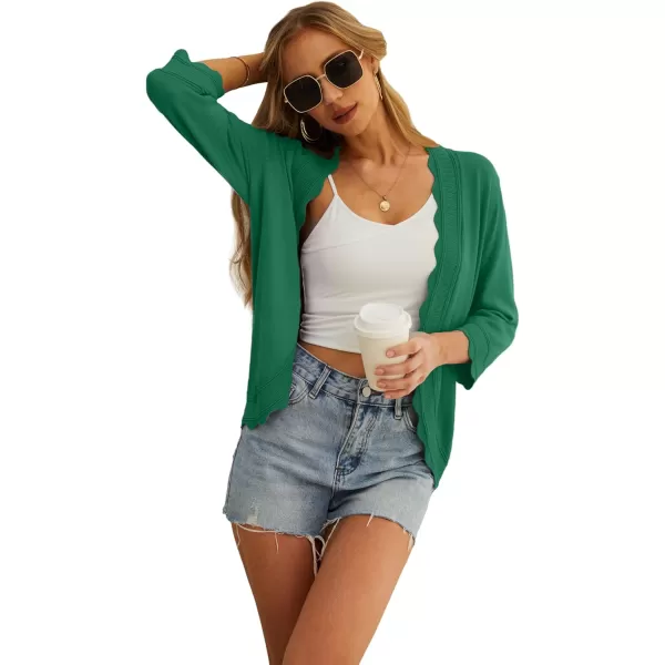 GRECERELLE Women's 3/4 Sleeve Summer Cardigan Lightweight Casual Open-Front Cropped Shrug Sweaters for Women
