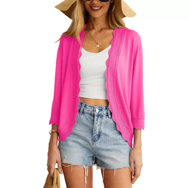 GRECERELLE Women's 3/4 Sleeve Summer Cardigan Lightweight Casual Open-Front Cropped Shrug Sweaters for Women