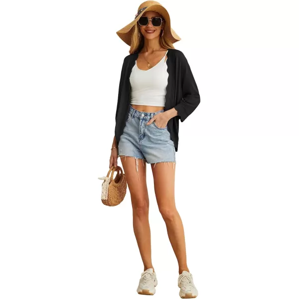 GRECERELLE Women's 3/4 Sleeve Summer Cardigan Lightweight Casual Open-Front Cropped Shrug Sweaters for Women