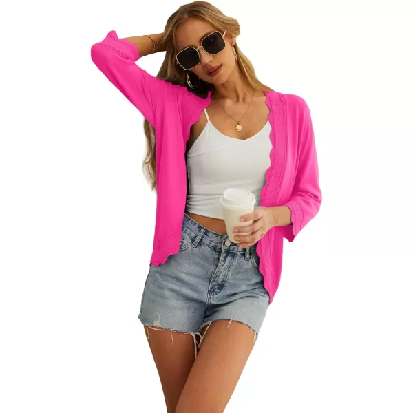 GRECERELLE Women's 3/4 Sleeve Summer Cardigan Lightweight Casual Open-Front Cropped Shrug Sweaters for Women