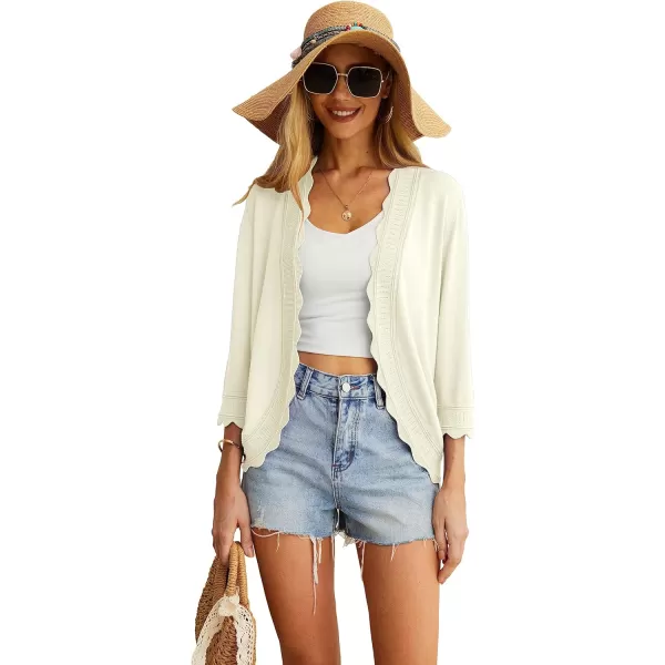 GRECERELLE Women's 3/4 Sleeve Summer Cardigan Lightweight Casual Open-Front Cropped Shrug Sweaters for Women