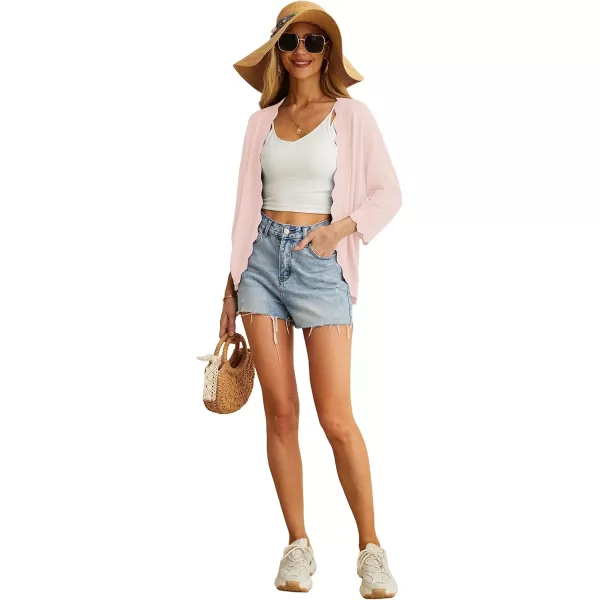 GRECERELLE Women's 3/4 Sleeve Summer Cardigan Lightweight Casual Open-Front Cropped Shrug Sweaters for Women