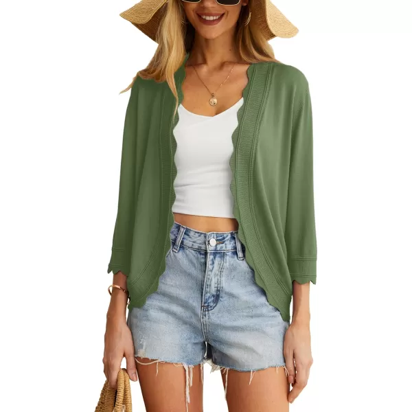 GRECERELLE Women's 3/4 Sleeve Summer Cardigan Lightweight Casual Open-Front Cropped Shrug Sweaters for Women