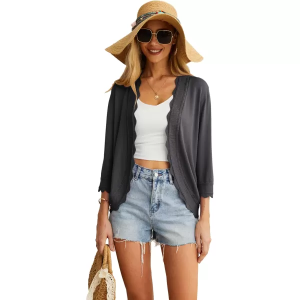 GRECERELLE Women's 3/4 Sleeve Summer Cardigan Lightweight Casual Open-Front Cropped Shrug Sweaters for Women