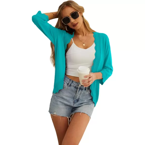 GRECERELLE Women's 3/4 Sleeve Summer Cardigan Lightweight Casual Open-Front Cropped Shrug Sweaters for Women