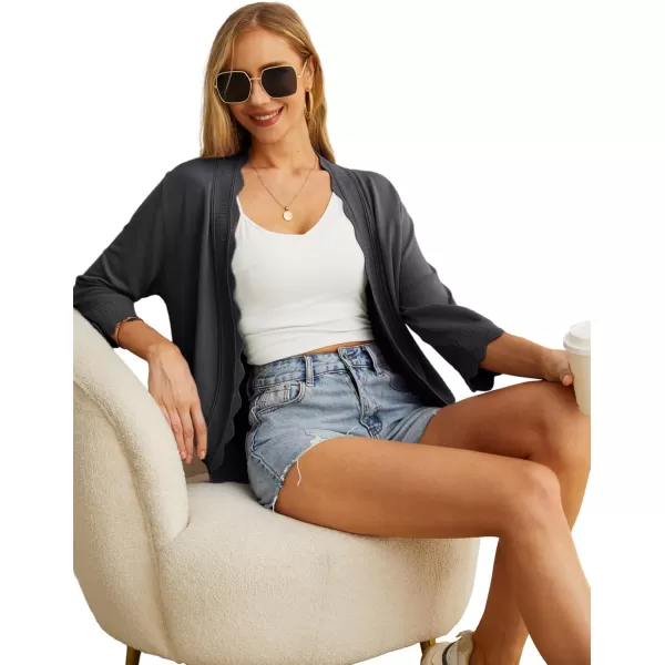 GRECERELLE Women's 3/4 Sleeve Summer Cardigan Lightweight Casual Open-Front Cropped Shrug Sweaters for Women