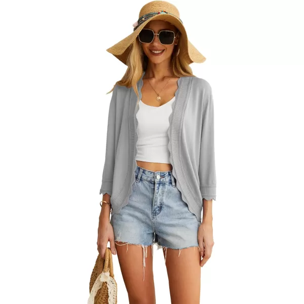 GRECERELLE Women's 3/4 Sleeve Summer Cardigan Lightweight Casual Open-Front Cropped Shrug Sweaters for Women