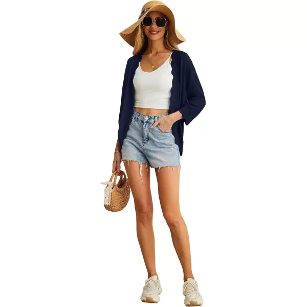 GRECERELLE Women's 3/4 Sleeve Summer Cardigan Lightweight Casual Open-Front Cropped Shrug Sweaters for Women